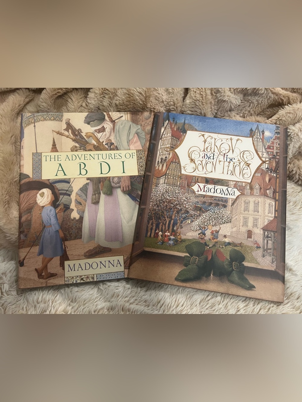 Madonna Illustrated Coffee Table Book Set in Beige, Green and Blue
